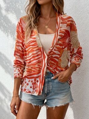 NIC+ZOE Multicolor Patterned Cardigan